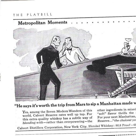 Metropolitan Moments Cartoon Calvert Distillers Whiskey Robot 1940s Print Ad - Picture 2 of 4